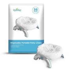 [36 Count] Bynibiny Disposable Potty Bags with Absorbent Pads, Portable Travel P