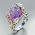 Fine Art 10ct  Natural Amethyst Ring 925 Sterling Silver Size 8 /R457215