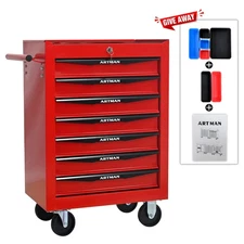 7 Drawers Rolling Tool Box Cart Tool Chest Tool Storage Cabinet with Lock & Key