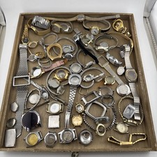 Vintage Watchmaker Estate Junk Lot Watch Cases, Bands Parts Lot Sold As Is