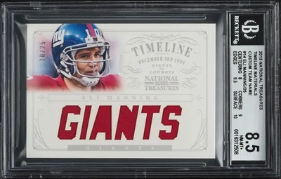 2013 National Treasures #14 Eli Manning Timeline 10/25 BGS 8.5