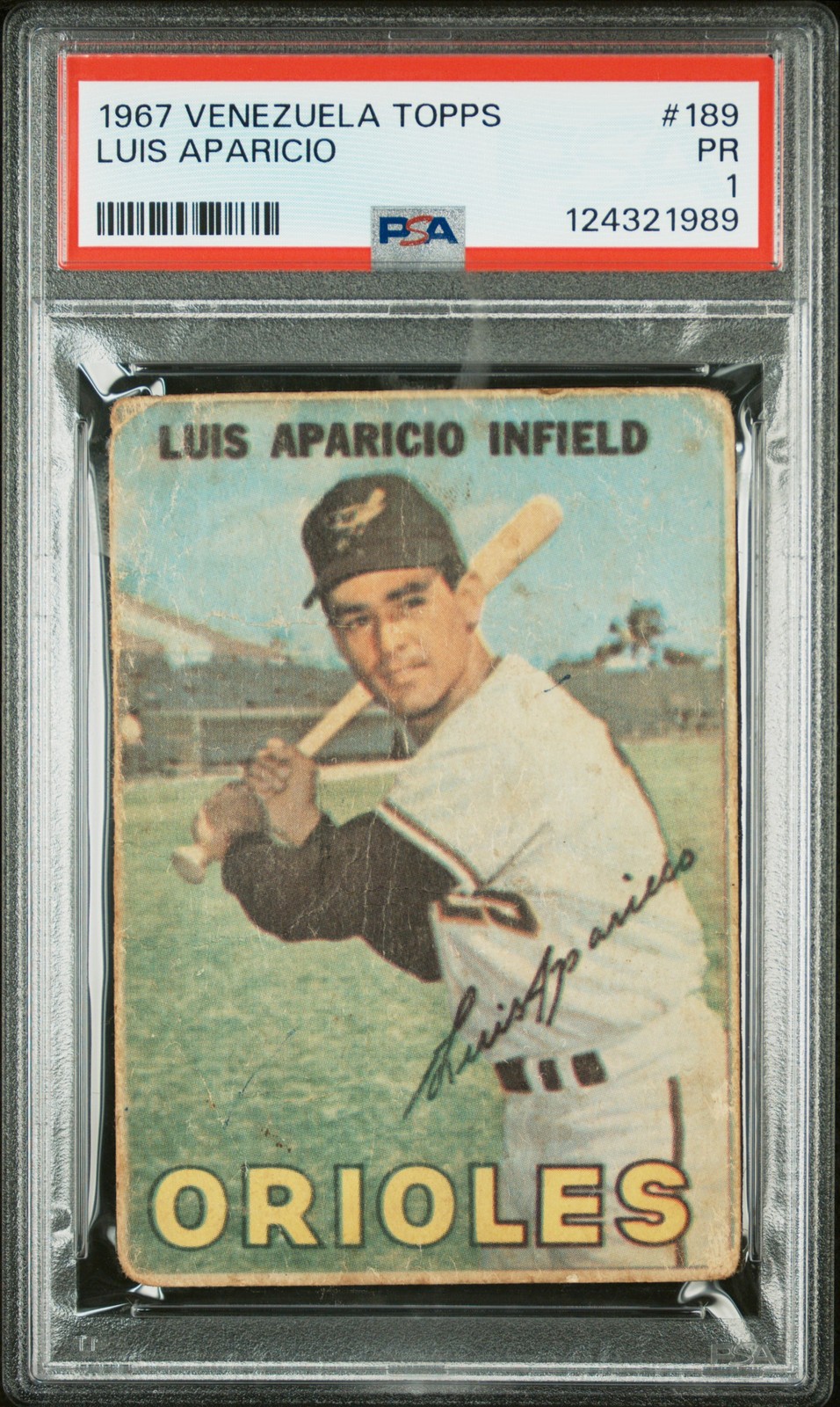 Luis Aparicio #189 Baseball Cards 1967 Venezuela Topps trading card — raw and PSA graded price guide