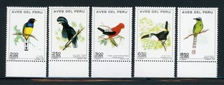 PERU MNH Selections: Scott #C336 C340 Birds Wildlife FAUNA CV$22