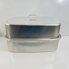 Vintage Mirro Aluminum Roasting Pan With Lid 17 1/4 x 12.5 x 8.5  Made in USA