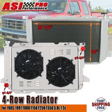 4 Row Radiator+Shroud Fan+Relay For 1983-1997 Ford F100 F150 F250 350 Bronco V8