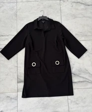 MSK Dress Black 3/4 Sleeve Plus Size Ring Pockets Women’s 2X Mod Minimalist
