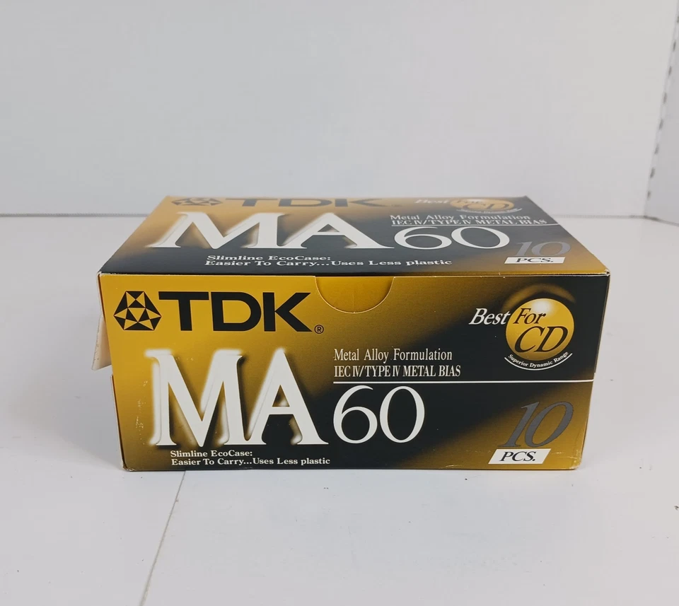 TDK MA-60 Metal Alloy Bias Type IV Blank Cassette Tape Sealed Box of 10 Tapes - Image 2 of 4