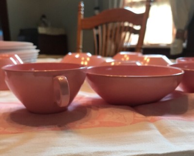 Vintage Melmac “Beverly” Prolon Pink 5” Berry (8) Bowls (8) Cups