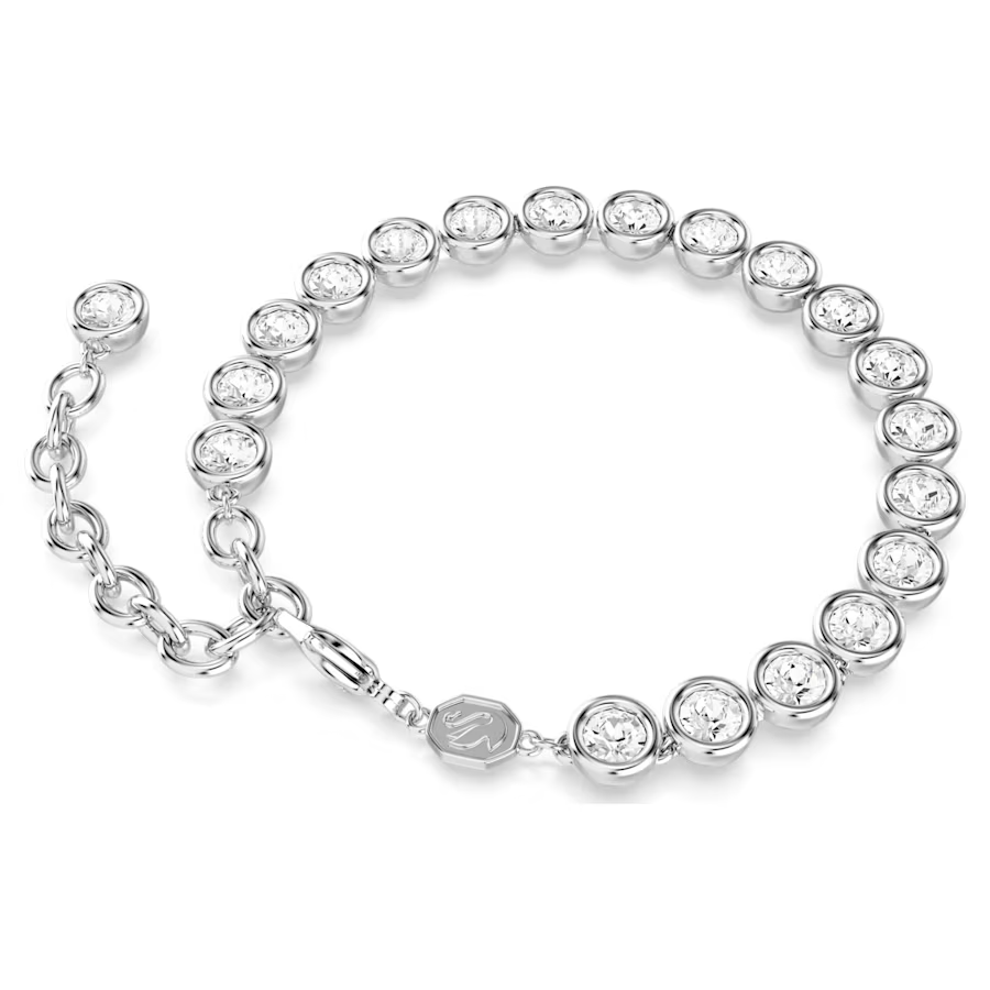 【SWAROVSKI】5682666 Inver Tennis Medium Bracelet Swarovski Imber Tennis bracelet Round cut, White, Rhodium