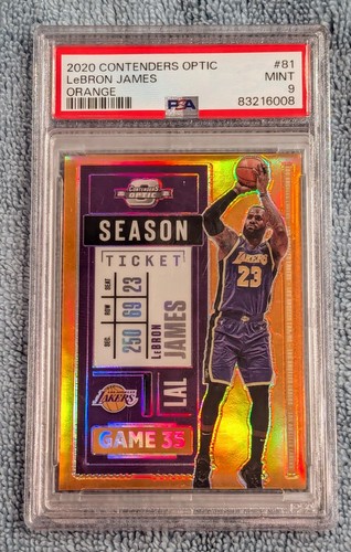 2020-21 ✨ #14/49✨ Contenders Optic Lebron James Orange Prizm PSA 9 MINT Lakers