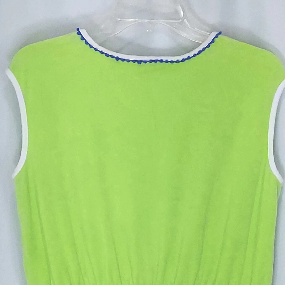 Vestido tipo jersey Lands End para niñas XL 16 verde neón azul tela de rizo cubierta para nadar Foto 4 de 4