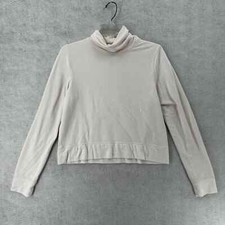 Blusa corta Athleta XS cuello embudo en Nirvana Top blanco perla cuello alto