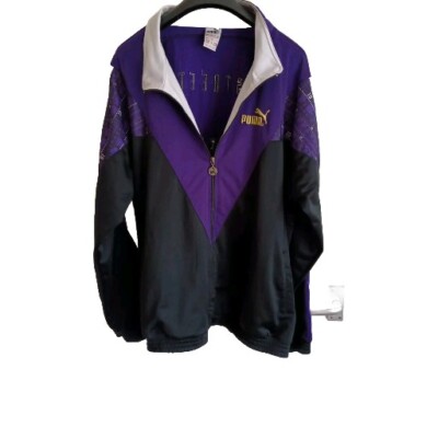 Puma Vintage Street Soccer 10 Purple & Black Size XL 90's Y2K Retro Jacket
