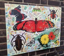 BUTERFLYS INSECTS FLOWERS SURREALIST RUSSIAN ORIGINAL OIL by MARCHENKO