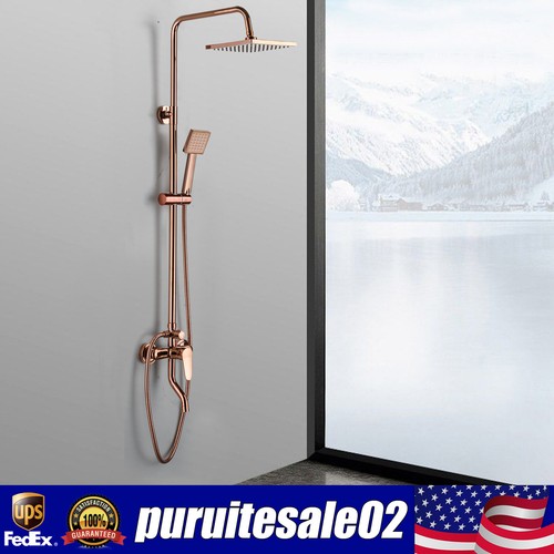 Wall Mounted Bathroom Shower Combo System with Tub Spout Rainfall Shower Fixture