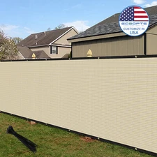 8ft Beige Privacy Fence Screen Heavy Duty 180GSM Mesh Net Cover Custom Length