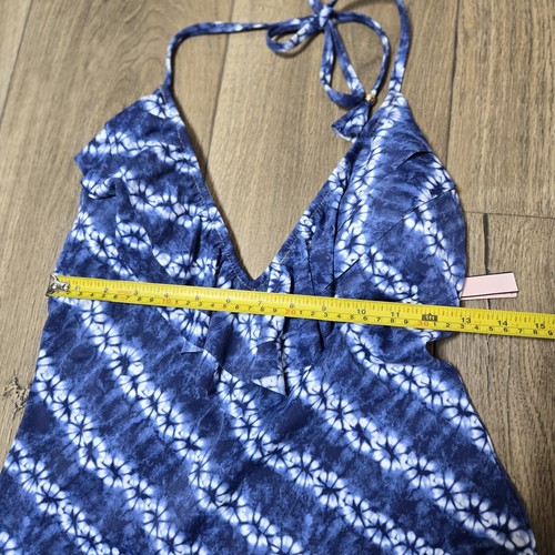 Victoria Secret One Piece Ruffle Floral Tie Dye Swimsuit Blue White Size Large - Picture 5 of 14