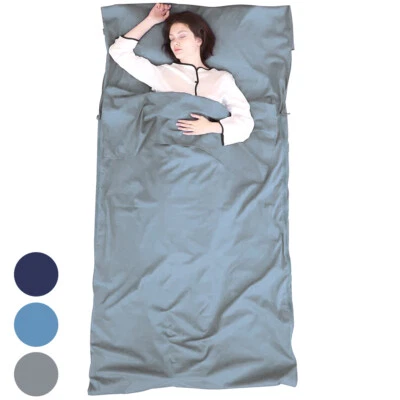 Ultraleichter Hüttenschlafsack Komfort Reiseschlafsack mitKissentaschen 220x90cm