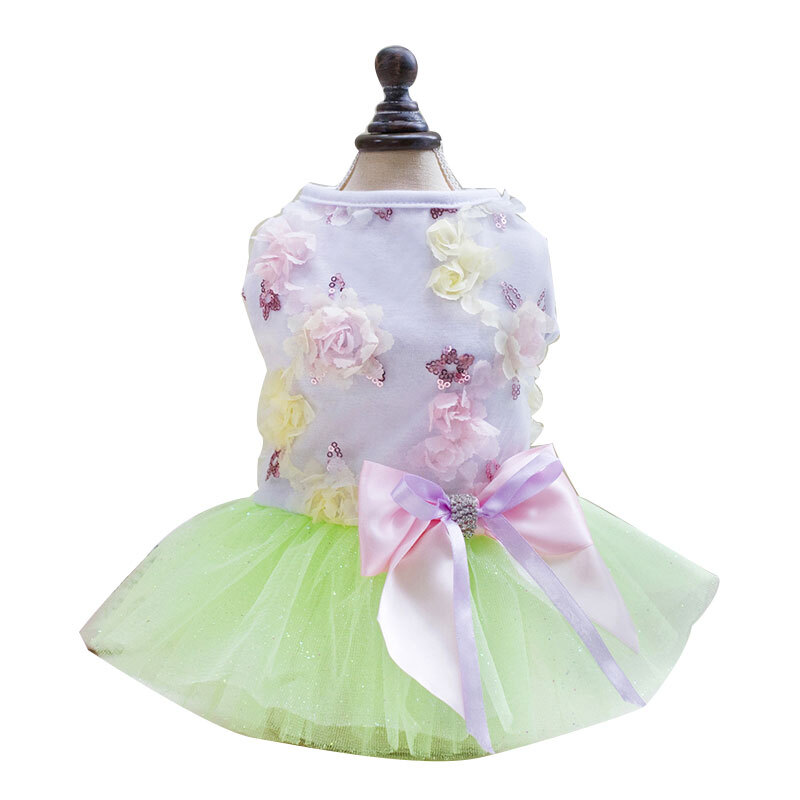 SEIS Hundekleid Mit Blumenspitze – Tutu-Rock Mit Schleife, Für Kleine & Mittelgroße Hunde/Katzen, Pink, Größe S (37 Cm Brustumfang)