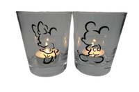 "2Er Set Teelicht Glas Windlicht Mit Print \"Micky1 Minni1 \" Schwarz Kerzenglas"