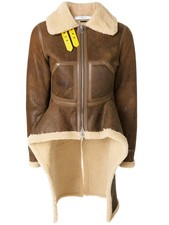 $6920 Givenchy Auth Draped Ruffle Contrast Hem Shearling Bombardino Jacket 42