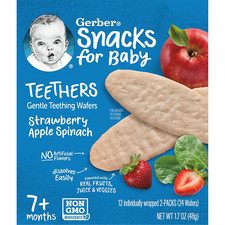 Gerber Snacks for Baby Teethers, Gentle Teething Wafers, Strawberry Apple Spinac