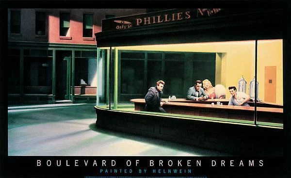 Blvd of the Broken Dreams "Nighthawks" by Gottfried Helnwein- 22X36" (Art Print)