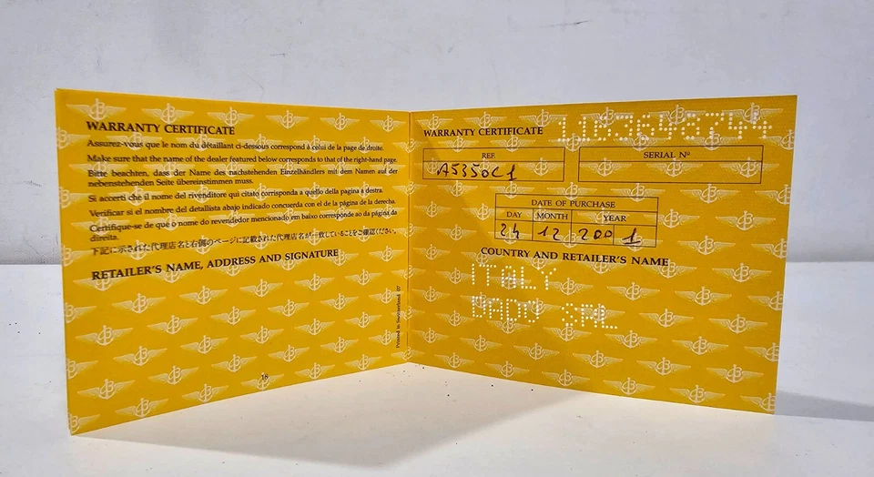 BREITLING - CERTIFICATO DI GARANZIA - OROLOGIO COLT CRONO OCEAN - REF. A5350C1 - Immagine 3 di 4