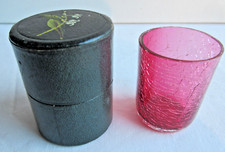 Verre à liqueur de voyage dans une boite en cuir peinte de muguet, Napoléon III