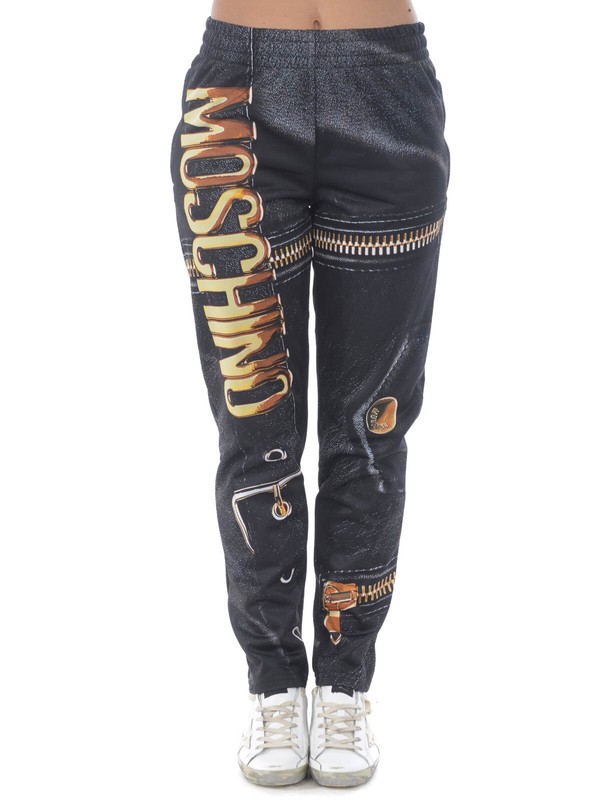 MOSCHINO WOMANS ZIPPER PRINT JOGGER PANTS $450 VAL. HOLIDAY SALE