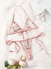 Butterfly Embroidery Mesh Lingerie Set