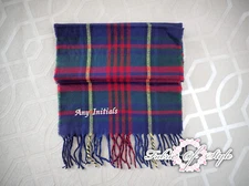 Personalised Tartan Embroidered Initials  Adult Over Woven Scarf Gift Christmas