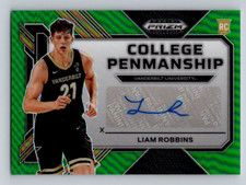 LIAM ROBBINS 2023-24 Prizm Draft College Penmanship Green Autograph AUTO Rookie