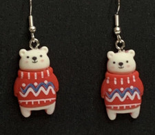 Polar Bear Earring, Gift Idea, Christmas Earrings, Holiday Earring, Ugly Sweater