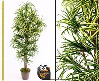 Dracena Kunstpalme Mit 560 BläTter GrüN Gelb 150Cm Hoch Mit NaturstäMme