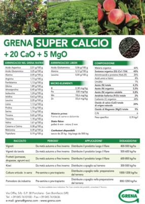 Concime Biologico GRENA SUPERCALCIO Con Calcio 25 Kg Per Orto, Vigneto E Oliveto - Made In Italy
