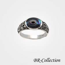 Sterling Silver Ring with Natural Abalone shell and Swiss Marcasite