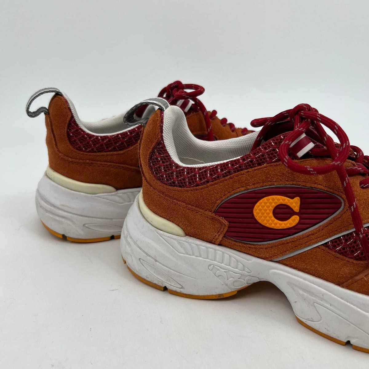 COACH オレンジ スエード ハイヒール 7.5 Coach Orange Red Suede Chunky Sneakers | Women's 9, Men's