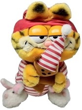 Vintage 1981 Garfield Cat 9 With Pookie Bear Bunny Slippers Christmas Dakin