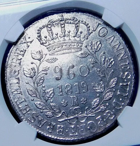 BRAZIL 1819R 960 Reis Struck On 8 Real Mexico See Detail Pics  NGC UNC Details 