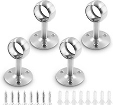 5 Pcs 1 1/4" Ceiling Mount Curtain Rod Bracket Flange Closet Rod Holder Heavy