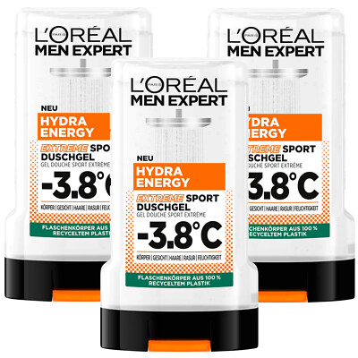 3x 250ml Loreal Men Expert Extreme Sport Duschgel -3,8°C Körper Gesicht Haar