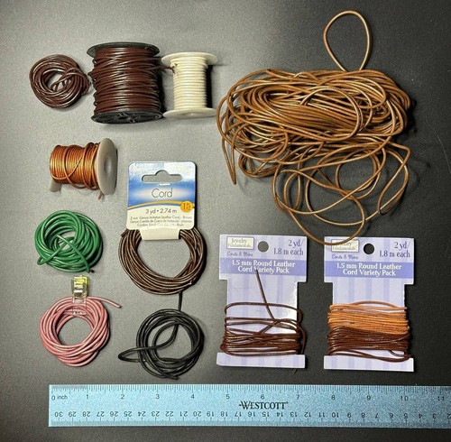 LOT of 12 leather and imitation cords multicolor for jewelry making 1.5-2mm