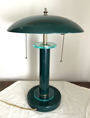 Vintage 90s Green 3 Way Touch Lamp Mushroom Dome Flying Saucer UFO 18''