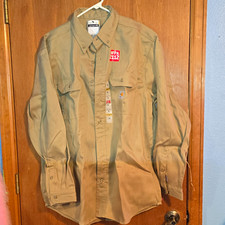 Carhartt FR0030 FR NFPA 2112 Lightweight Twill LS Button Shirt Men XL Beige