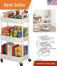 Durable 3-Tier Rolling Storage Cart with Easy Assembly - Effortless Organization