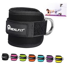 Ankle Strap for Cable Machine, Gym Ankle Cuff for Kickbacks, Leg Single Black