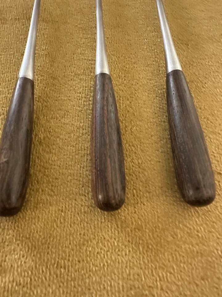 (3) ICED TEASPOONS Towle Lauffer Norway Palisander Stainless wood  MCM - Image 2 of 4