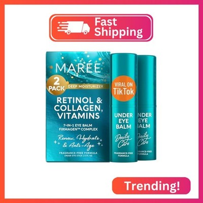 MAREE Under Eye Balm Stick Hydrating 2 PACK   Retinol Caffeine Under Eye Brighte