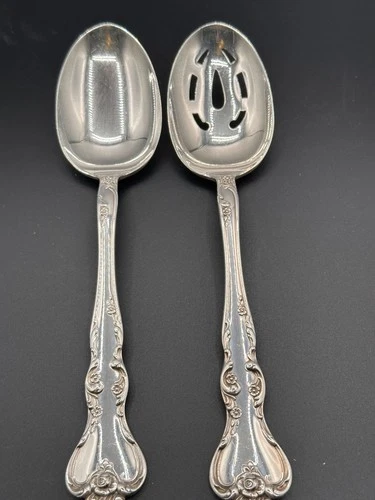 Reed & Barton Savannah Sterling Silver Serving Spoons – Pair